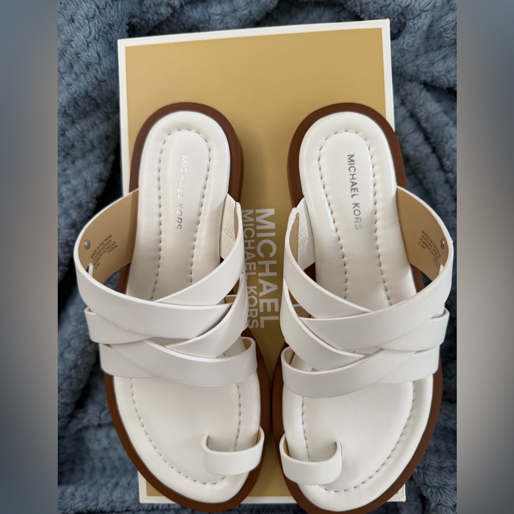 Michael Kors Cream and Brown Sandals - Picture 2 of 5
